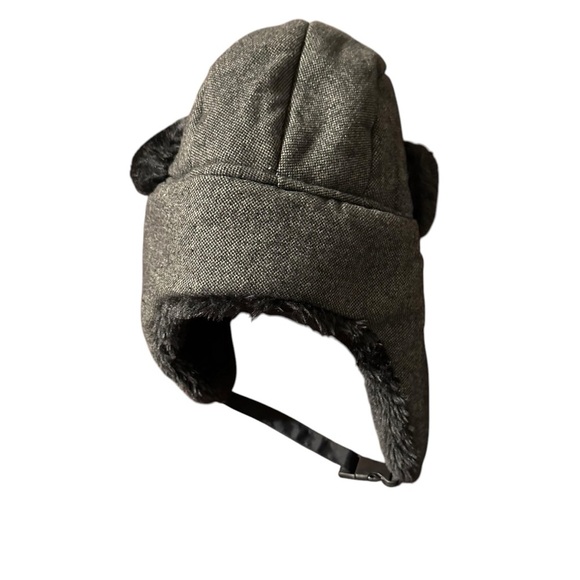 Northwest Territory Mens Black Tweed Trapper Hat w Flaps Cold Weather Hunt OSFM - Picture 2 of 5